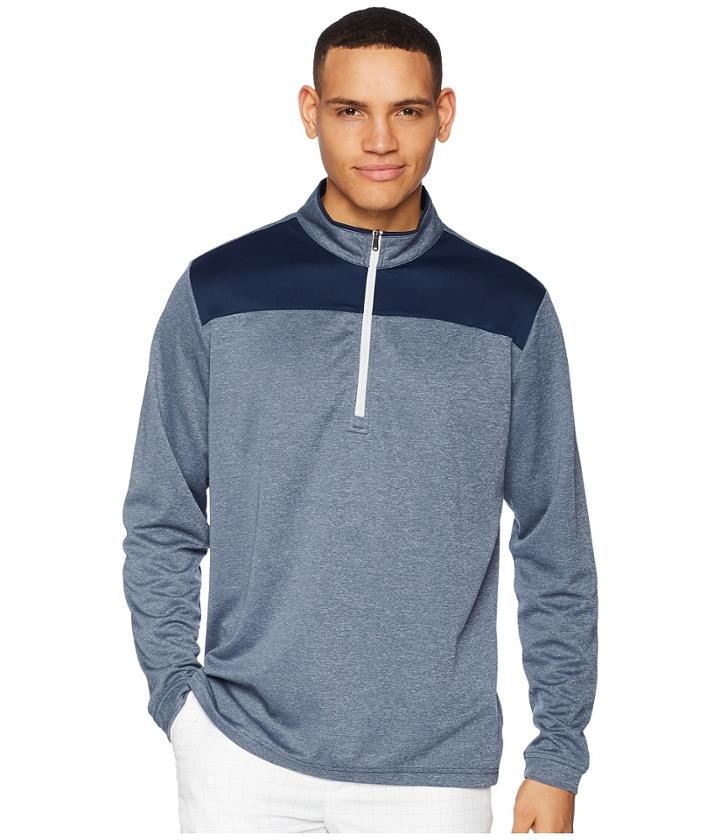 Adidas Golf Lightweight Upf 1/4 Zip Pullover (collegiate Navy Heather) Men's Clothing