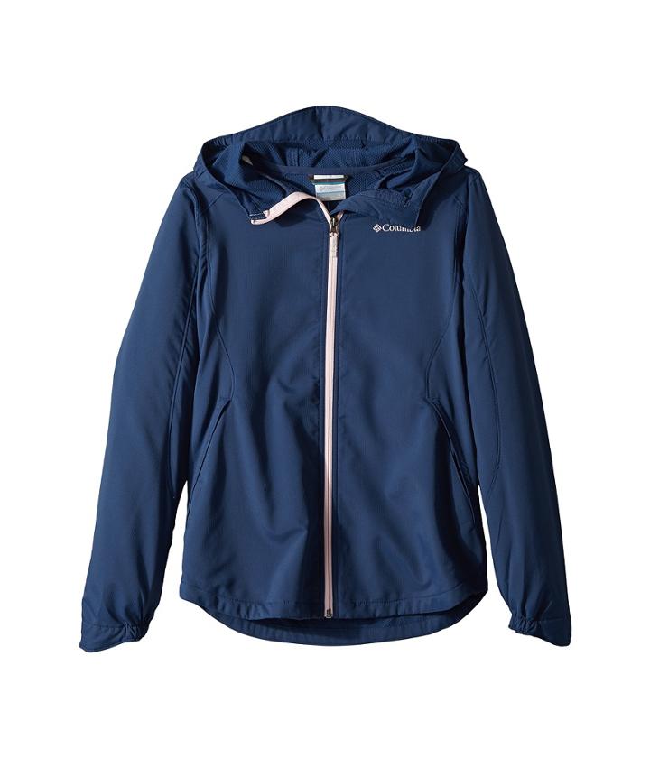 Columbia Kids Splash Flashtm Ii Hooded Softshell Jacket (little Kids/big Kids) (carbon/whitened Pink) Girl's Coat