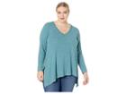 Karen Kane Plus Plus Size Asymmetric V-neck Top (jade) Women's Clothing