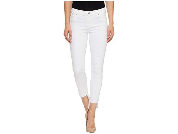 Hudson Jeans Colette Mid-rise Skinny With Raw Step Hem In White (white) Women's Jeans