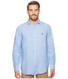 Polo Ralph Lauren Linen Spread Long Sleeve Sport Shirt (blue/white) Men's Clothing