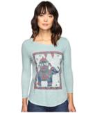 Lucky Brand Elephant Ride Tee (silver/blue) Women's T Shirt