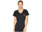The North Face Short Sleeve Reaxion V-neck Tee (tnf Black/atomic Pink) Women's T Shirt
