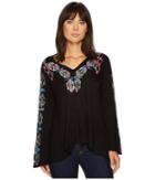 Scully Amanda Embroidered Tunic (black) Women's Blouse