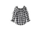 7 For All Mankind Kids Open Sleeve Challis Gingham Top (little Kids) (gingam) Girl's Clothing