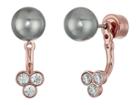 Michael Kors Pearl Tone Crystal And Grey Pearl Front-back Stud Earrings (rose Gold) Earring