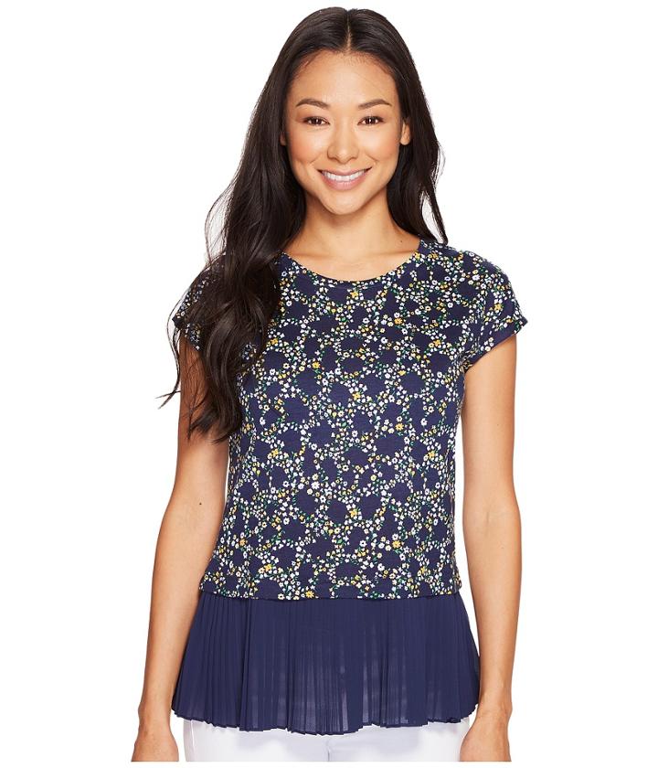 Michael Michael Kors Hayden Pleated Hem Tee (taxi Yellow) Women's T Shirt
