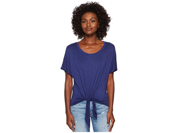 Three Dots Refined Jersey Tie Front Tee (sparkling Water) Women's T Shirt
