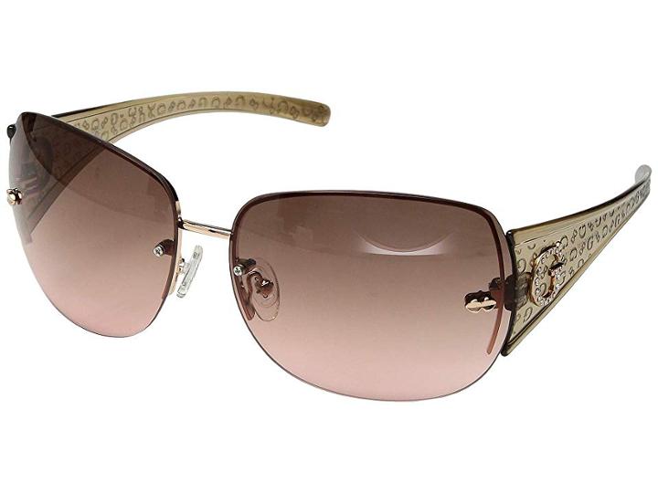 Guess Gu6489 (shiny Rose Gold/gradient Brown Lens) Fashion Sunglasses