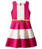 Us Angels Scuba Tank Dress W/ Color Block Full Skirt (big Kids) (fuchsia) Girl's Dress