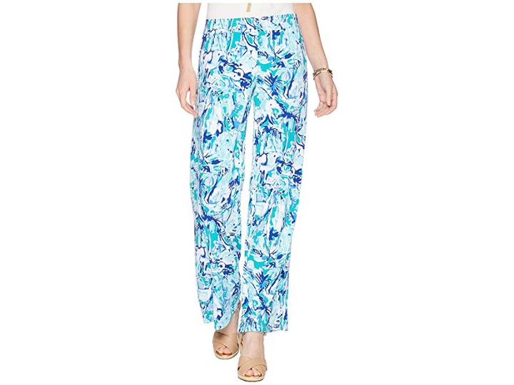 Lilly Pulitzer Lorena Breezy Palazzo (tropical Turquoise Elephant Appeal) Women's Casual Pants