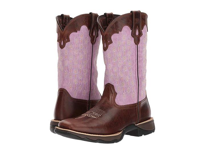 Durango Lady Rebel 11 Saddle (dark Brown/lavender) Cowboy Boots