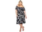 Kari Lyn Plus Size Athena Off The Shoulder Floral Dress (black/white) Women's Dress