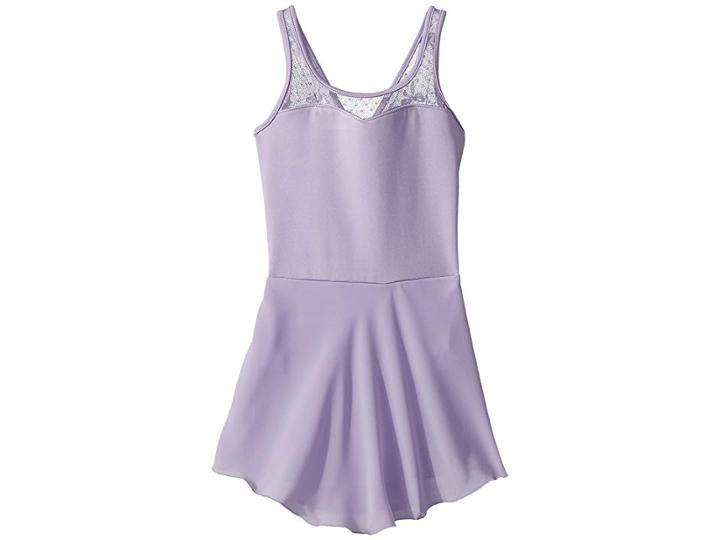 Bloch Kids Keyhole Back Bow Mesh Skirted Tank Leotard (toddler/little Kids/big Kids) (lilac) Girl's Jumpsuit & Rompers One Piece