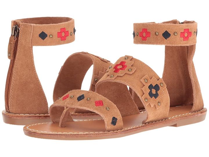 Soludos Embroidered Three Banded Sandal (camel Suede) Women's Sandals