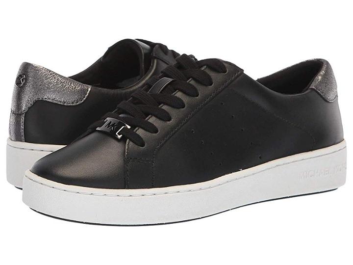 Michael Michael Kors Irving Lace Up (black/anthrcte Vachetta Stripe Perf/nappa/sparkle Metallic) Women's Lace Up Casual Shoes