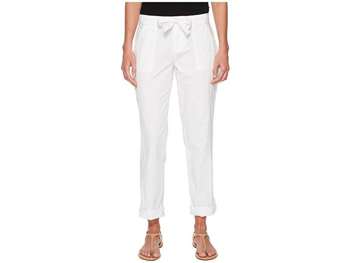 Jag Jeans Juliet Tabbed Cuff Pants In Breezy Poplin (white) Women's Casual Pants