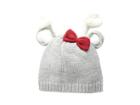 Mud Pie Deer Bow Knitted Hat (infant) (gray) Beanies