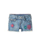 True Religion Kids Bobby Patched Raw Edge Shorts In Sail Away (toddler/little Kids) (sail Away) Girl's Shorts