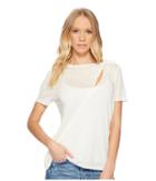 1.state Short Sleeve Knit Tee With Cut Out (antique White) Women's T Shirt
