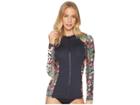 Hurley Long Sleeve One And Only Floral Rashguard (black) Women's Swimwear