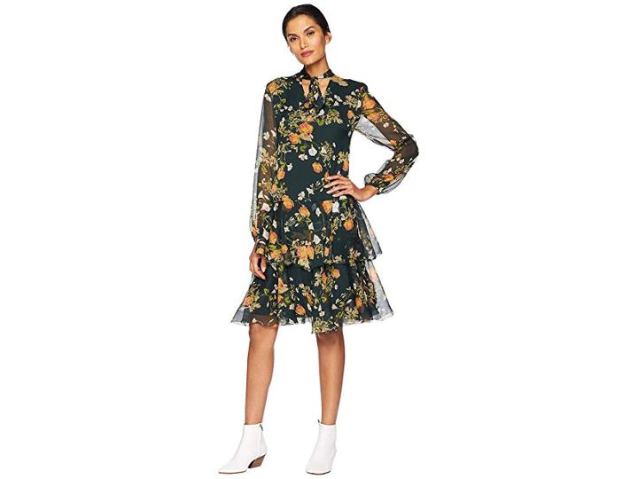 Lauren Ralph Lauren Floral Georgette Dress (green Multi) Women's Dress