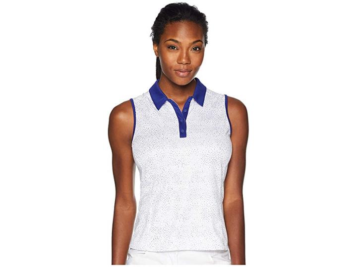 Adidas Golf Printed Dot Merch Sleeveless Polo (real Purple) Women's Clothing