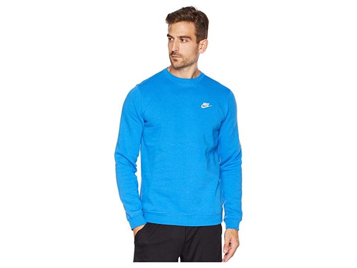 Nike Club Fleece Pullover Crew (signal Blue/white) Men's Fleece