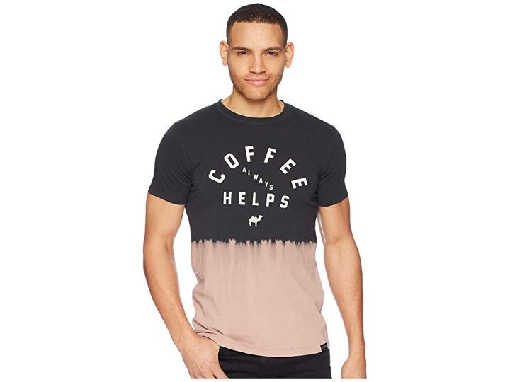 Scotch & Soda Dip-dyed Crew Neck Tee With Text Artwork (black) Men's T Shirt