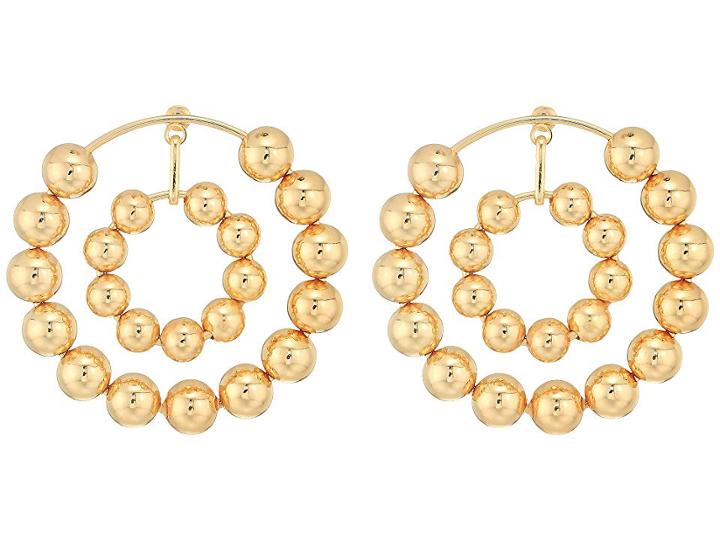 Steve Madden Multi Beaded Double Hoop Post Earrings (gold) Earring