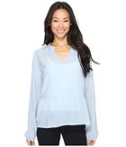 B Collection By Bobeau Meli Embossed Blouse (light Blue) Women's Blouse