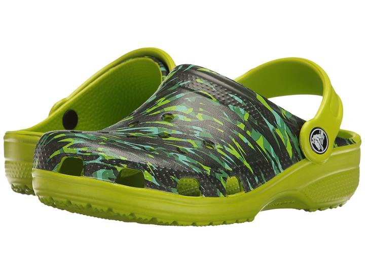 Crocs Kids Classic Graphic Clog (toddler/little Kid) (volt Green) Kids Shoes