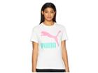 Puma Classics Logo Tee (white/pink) Women's T Shirt