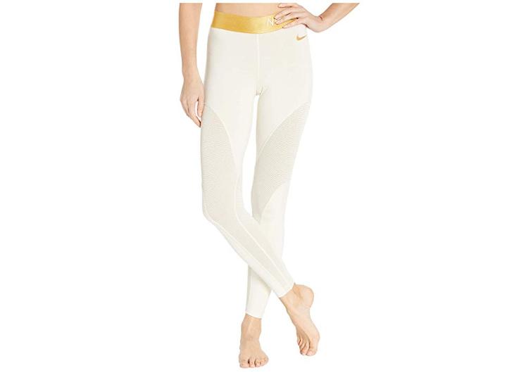 Nike Pro Warm 7/8 Champagne Tights (light Cream/metallic Gold) Women's Casual Pants