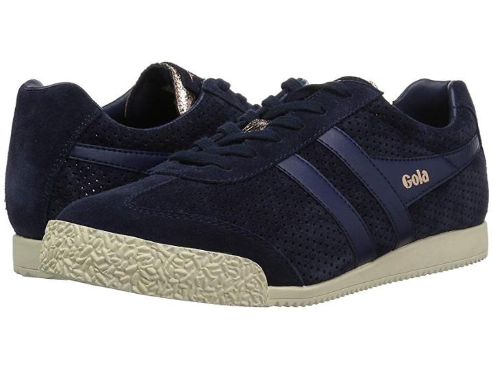 Gola Harrier Glimmer Suede (navy/rose Gold/off-white) Women's Shoes