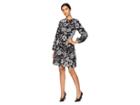 London Times Puff Sleeve Fit Flare Dress (black/white) Women's Dress