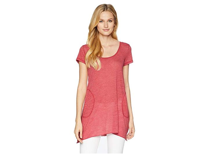Allen Allen S/s Slub Tunic (red) Women's Blouse