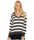 Lna Harvey Sweater (white/antracita Stripe) Women's Sweater