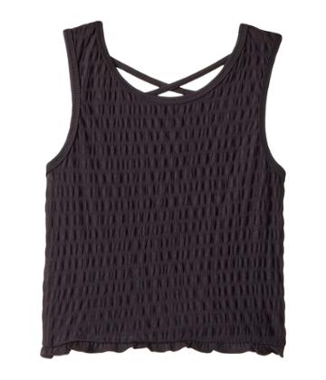 Maddie By Maddie Ziegler Smocked Tank Top With Crisscross Back (big Kids) (navy) Girl's Sleeveless