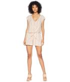Bcbgeneration Overlapping Pleats Romper (dusty Pink Multi) Women's Jumpsuit & Rompers One Piece
