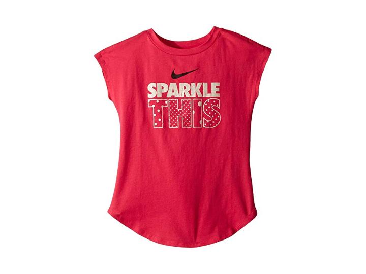 Nike Kids Sparkle This Modern Short Sleeve Tee (little Kids) (rush Pink) Girl's T Shirt