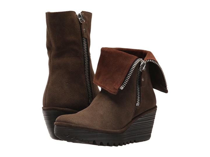 Fly London Yex668fly (sludge/camel Oil Suede) Women's Shoes