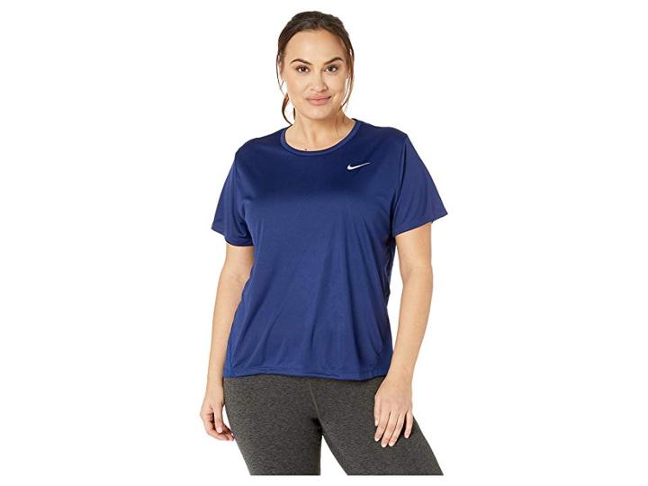 Nike Dry Miler Top Short Sleeve (size 1x-3x) (blue Void/reflective Silver) Women's Clothing