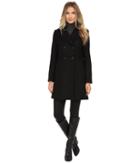 Cole Haan Double Breasted Coat With Knotch Collar (black) Women's Coat
