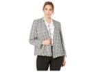 Calvin Klein Plus Plus Size Graphic Tweed Flyawy Jacket (black Multi) Women's Coat