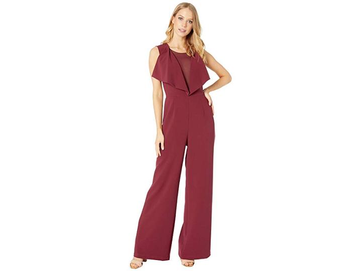 Bcbgmaxazria Raymee Drape Front Jumpsuit (bordeaux) Women's Jumpsuit & Rompers One Piece