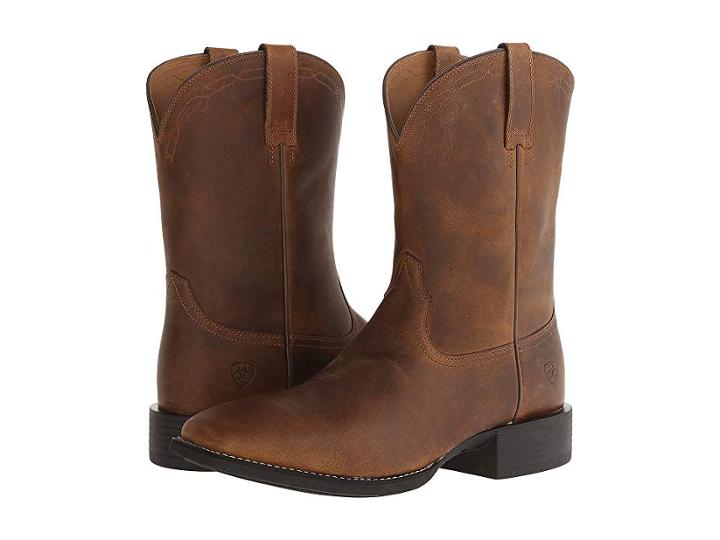 Ariat Heritage Roper Wide Square Toe (powder Browm) Cowboy Boots