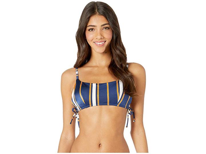 Roxy Romantic Senses Moderate Bralette Top (medieval Blue Macy Stripe) Women's Swimwear
