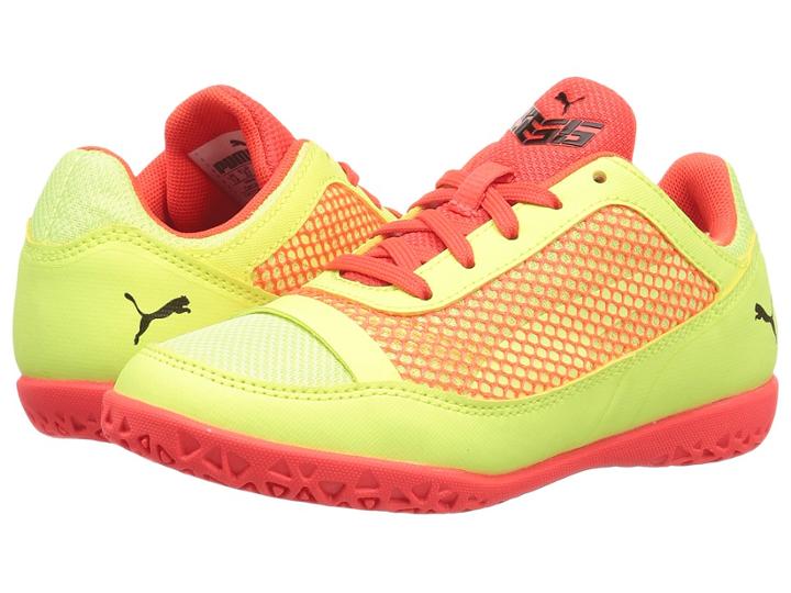 Puma Kids 365 Netfit Ct Soccer (little Kid/big Kid) (fizzy Yellow/red Blast/puma Black) Kids Shoes