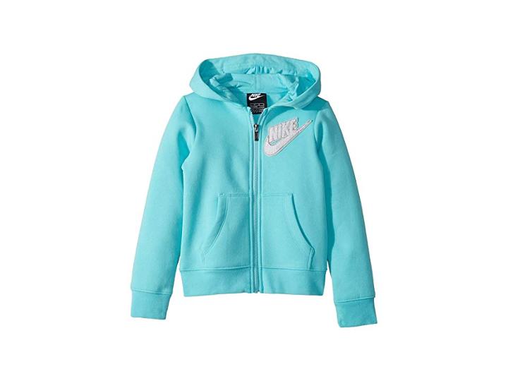 Nike Kids Fleece Lurex Hoodie (little Kids) (light Aqua) Girl's Sweatshirt